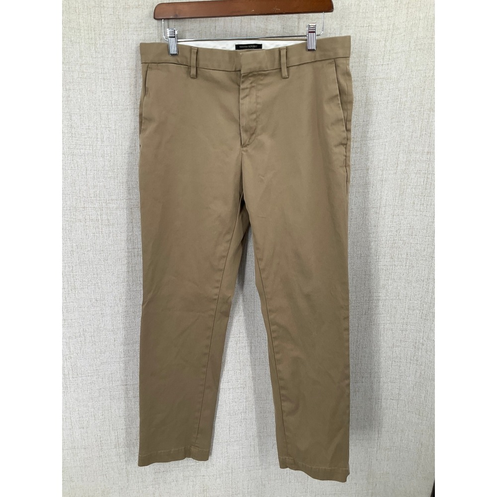 Banana Republic Emerson Chino Pants Mens 33x29 Tan Cotton Straight Classic